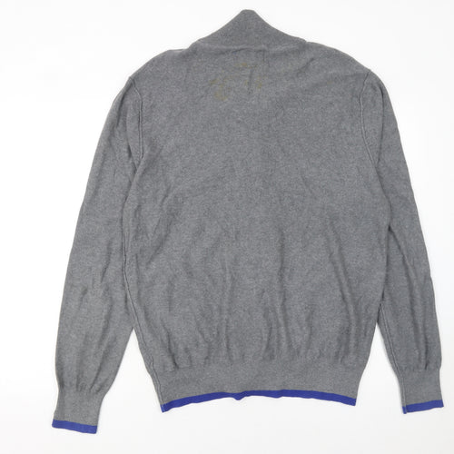 Gio Goi Men's Grey Cotton Collared Button Cardigan Size L