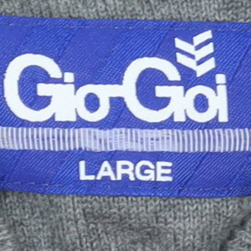 Gio Goi Men's Grey Cotton Collared Button Cardigan Size L