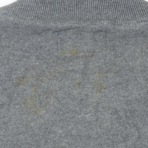 Gio Goi Men's Grey Cotton Collared Button Cardigan Size L