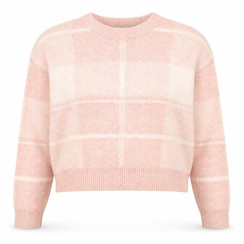 Miss Selfridge Women's Pink Check Crew Neck Pullover Jumper Size 8