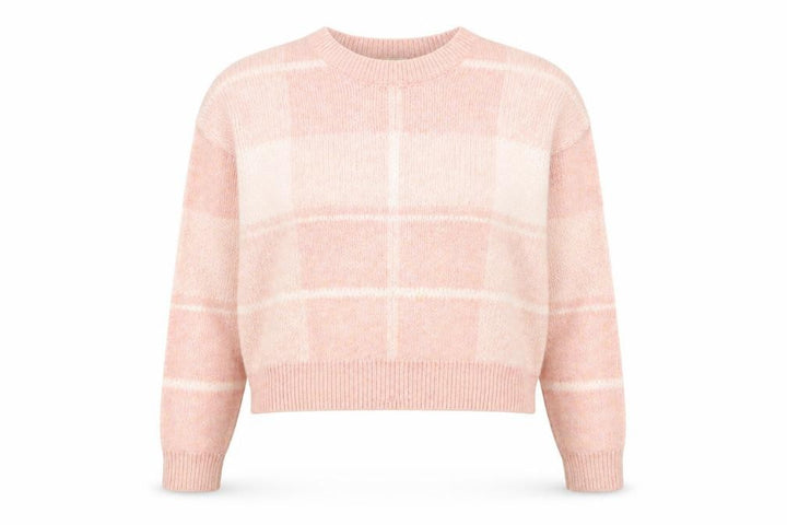 Miss Selfridge Women's Pink Check Crew Neck Pullover Jumper Size 8