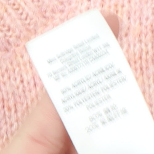 Miss Selfridge Women's Pink Check Crew Neck Pullover Jumper Size 8