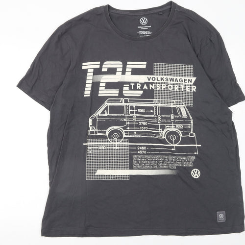 Tu Men’s Black Volkswagen Transporter Graphic Cotton T-Shirt 2XL