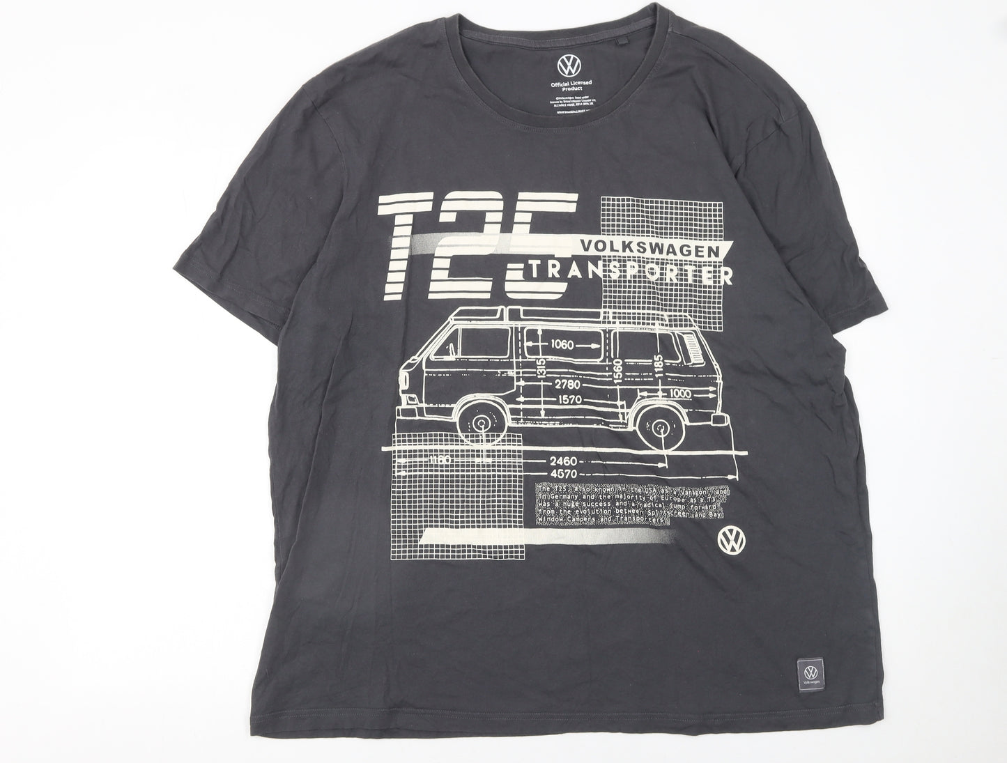Tu Men’s Black Volkswagen Transporter Graphic Cotton T-Shirt 2XL