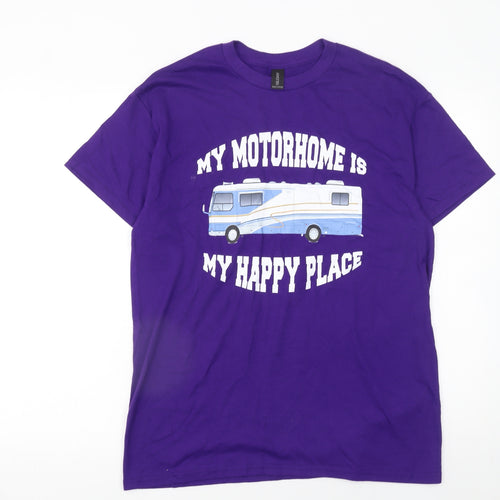 Gildan Men's Purple Heavy Cotton My Motorhome Graphic T-Shirt Size M