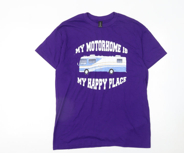 Gildan Men's Purple Heavy Cotton My Motorhome Graphic T-Shirt Size M