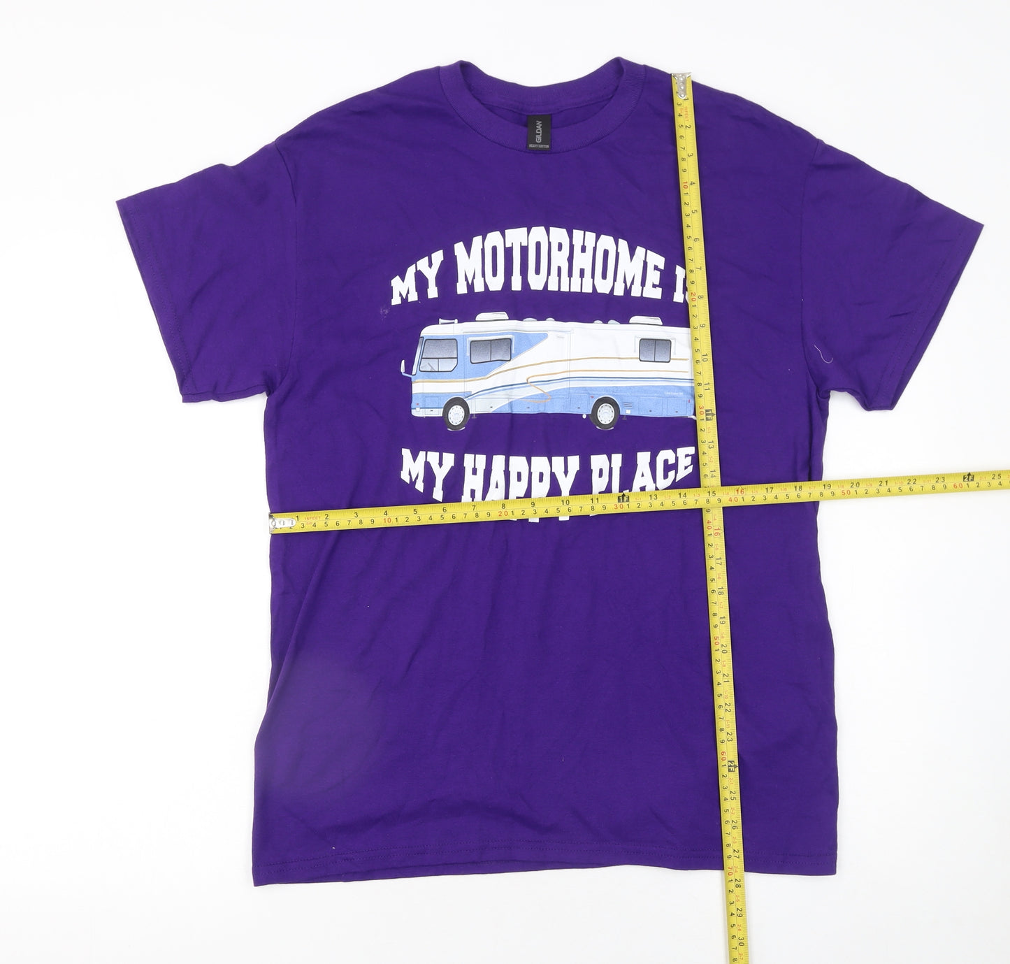 Gildan Men's Purple Heavy Cotton My Motorhome Graphic T-Shirt Size M