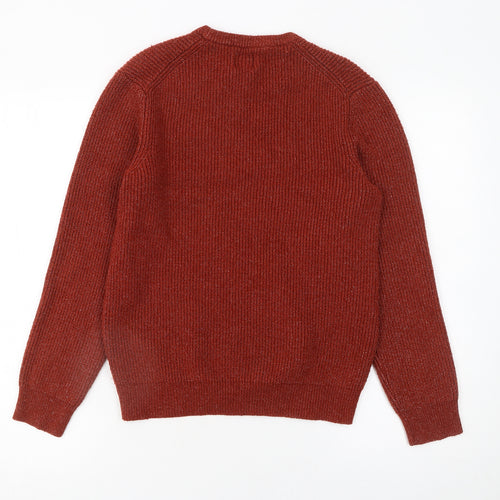 Marks and Spencer Men’s Red Chunky Knit Crew Neck Jumper Size S
