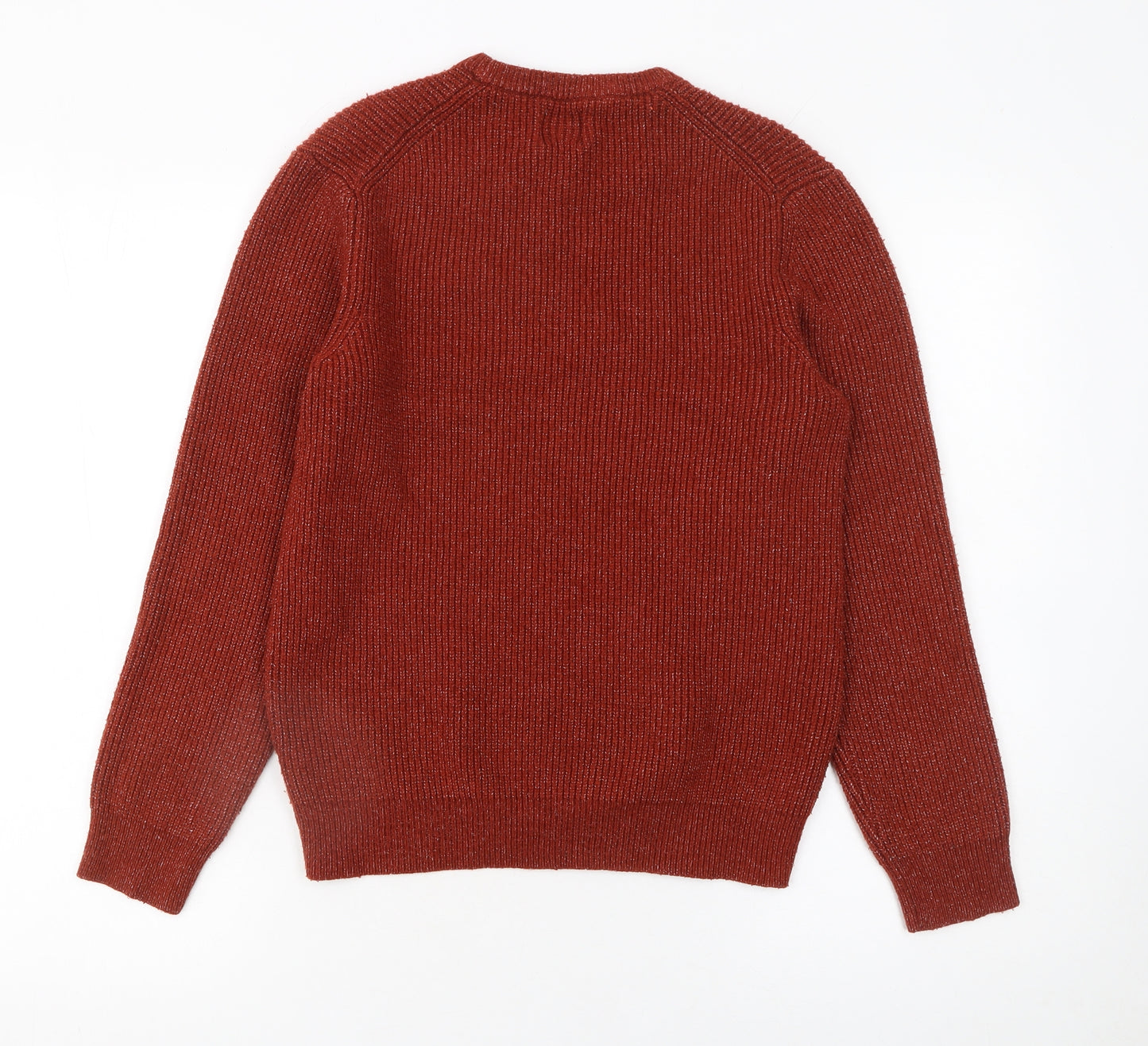 Marks and Spencer Men’s Red Chunky Knit Crew Neck Jumper Size S