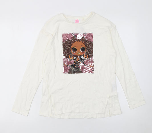 Next Girls White LOL Surprise Sequin Long Sleeve T-Shirt 11 Years