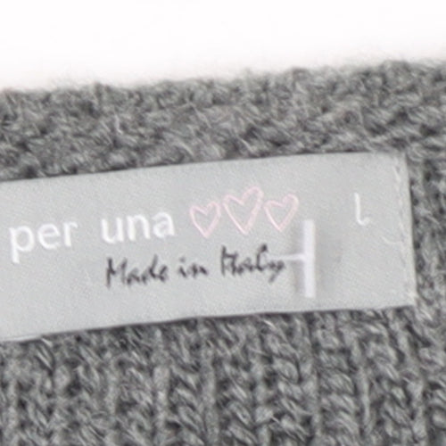 Marks and Spencer Per Una Women’s Grey Knit Cardigan L Long Sleeve