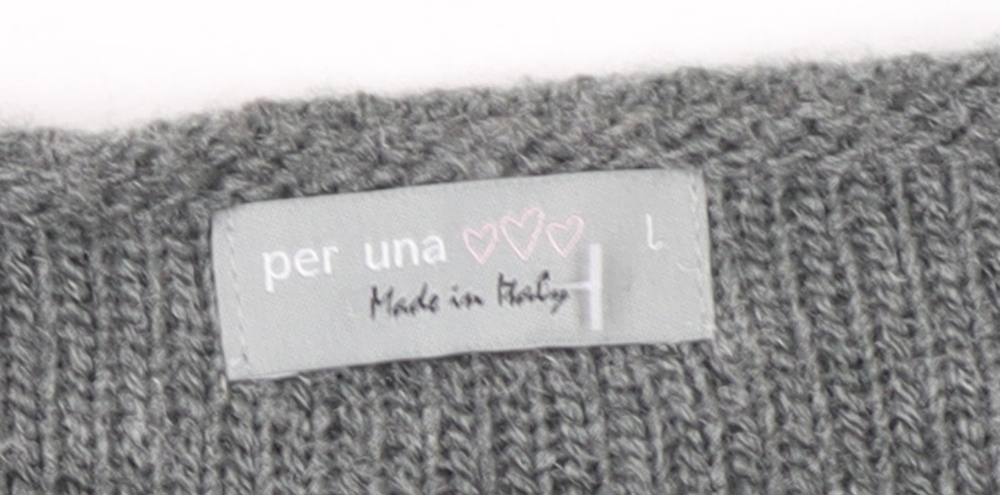 Marks and Spencer Per Una Women’s Grey Knit Cardigan L Long Sleeve