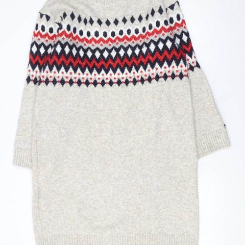 H&M MAMA Women Beige Fair Isle Knit Jumper Dress Size S Maternity Winter