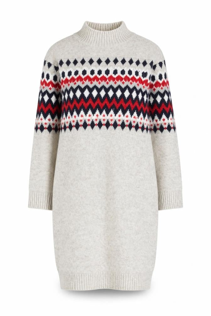 H&M MAMA Women Beige Fair Isle Knit Jumper Dress Size S Maternity Winter