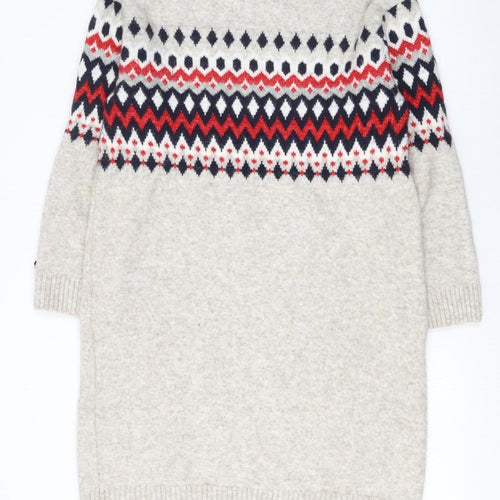 H&M MAMA Women Beige Fair Isle Knit Jumper Dress Size S Maternity Winter