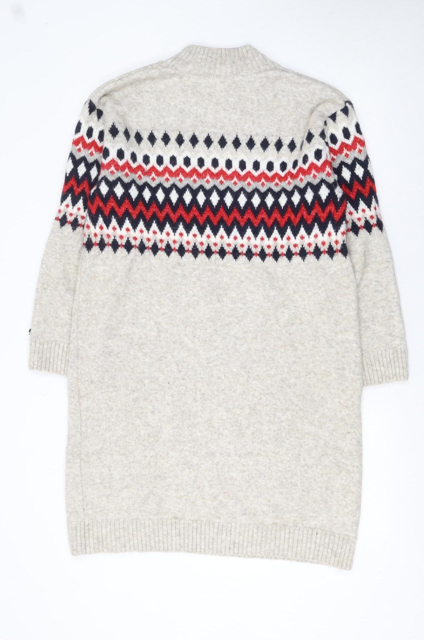 H&M MAMA Women Beige Fair Isle Knit Jumper Dress Size S Maternity Winter
