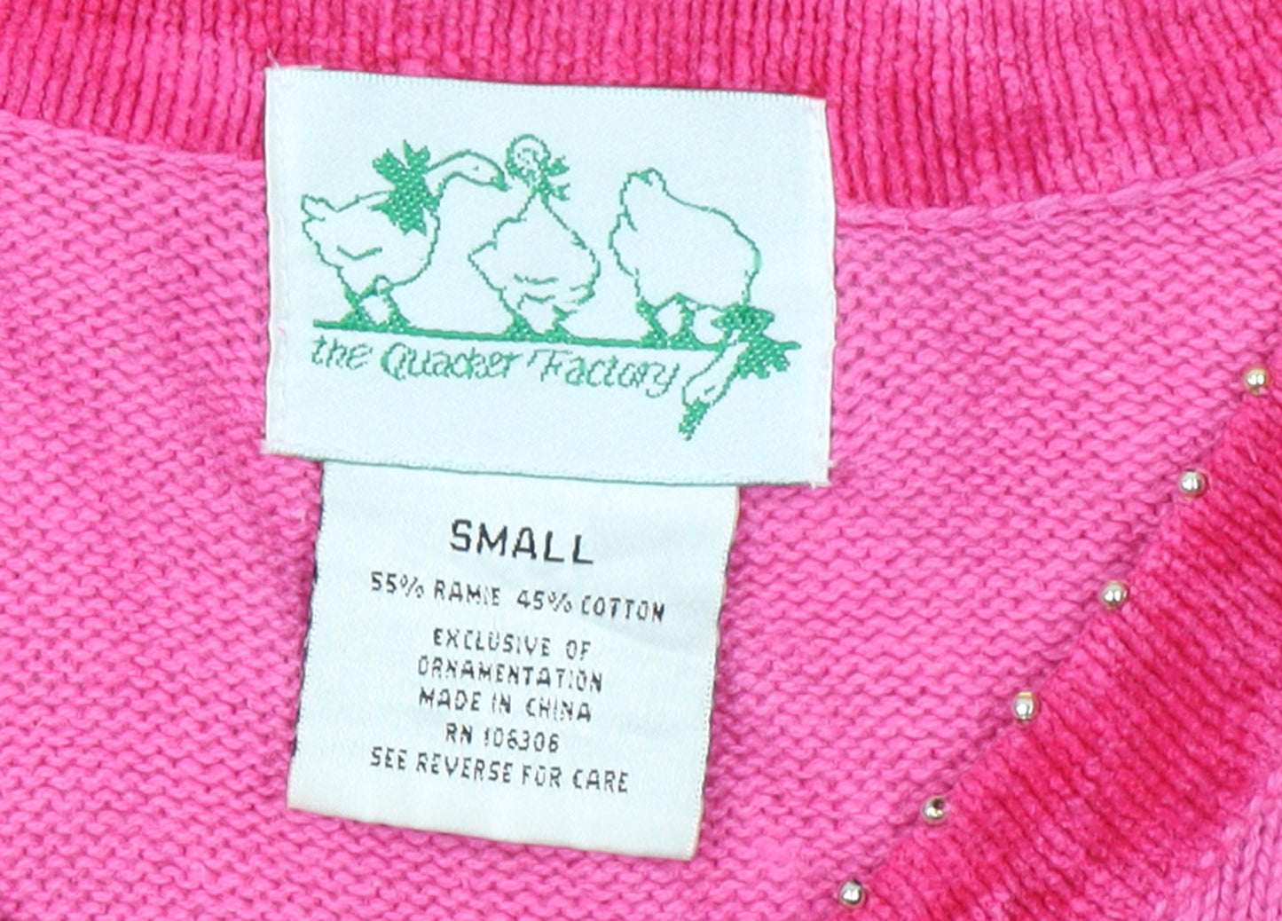 The Quacker Factory Womens Pink Sequin Snowman V-Neck Jumper Small