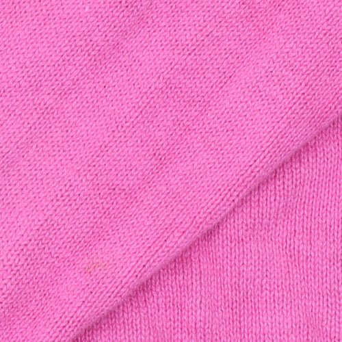 The Quacker Factory Womens Pink Sequin Snowman V-Neck Jumper Small
