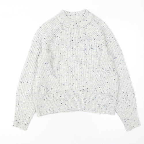 Marks and Spencer Women's Grey XS Chunky Knit Mock Neck Jumper