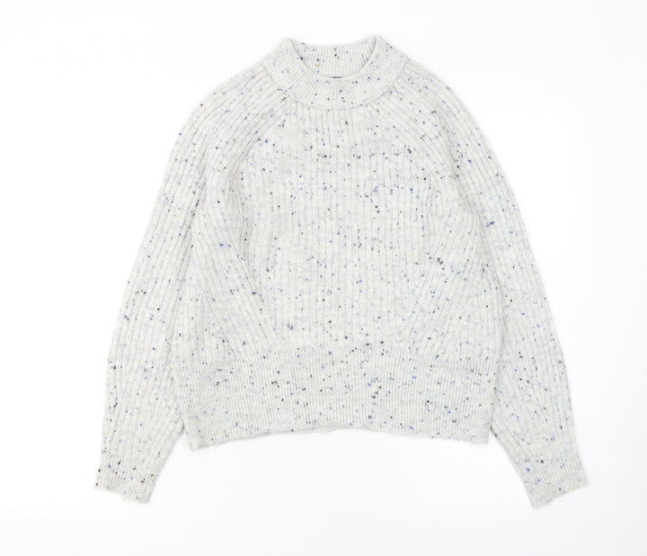 Marks and Spencer Women's Grey XS Chunky Knit Mock Neck Jumper