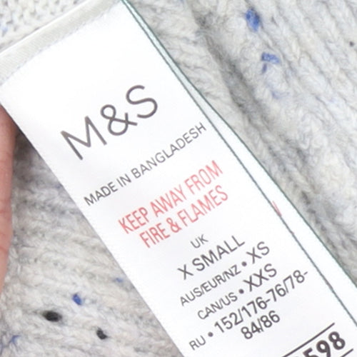 Marks and Spencer Women's Grey XS Chunky Knit Mock Neck Jumper