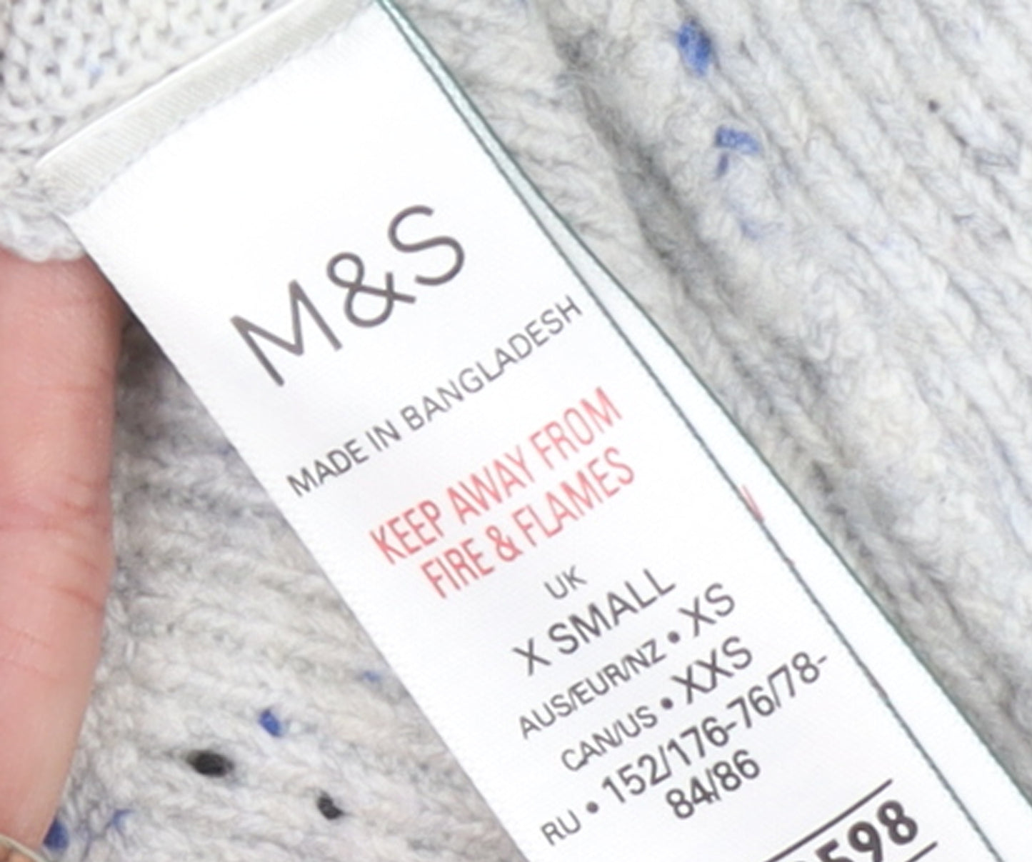 Marks and Spencer Women's Grey XS Chunky Knit Mock Neck Jumper