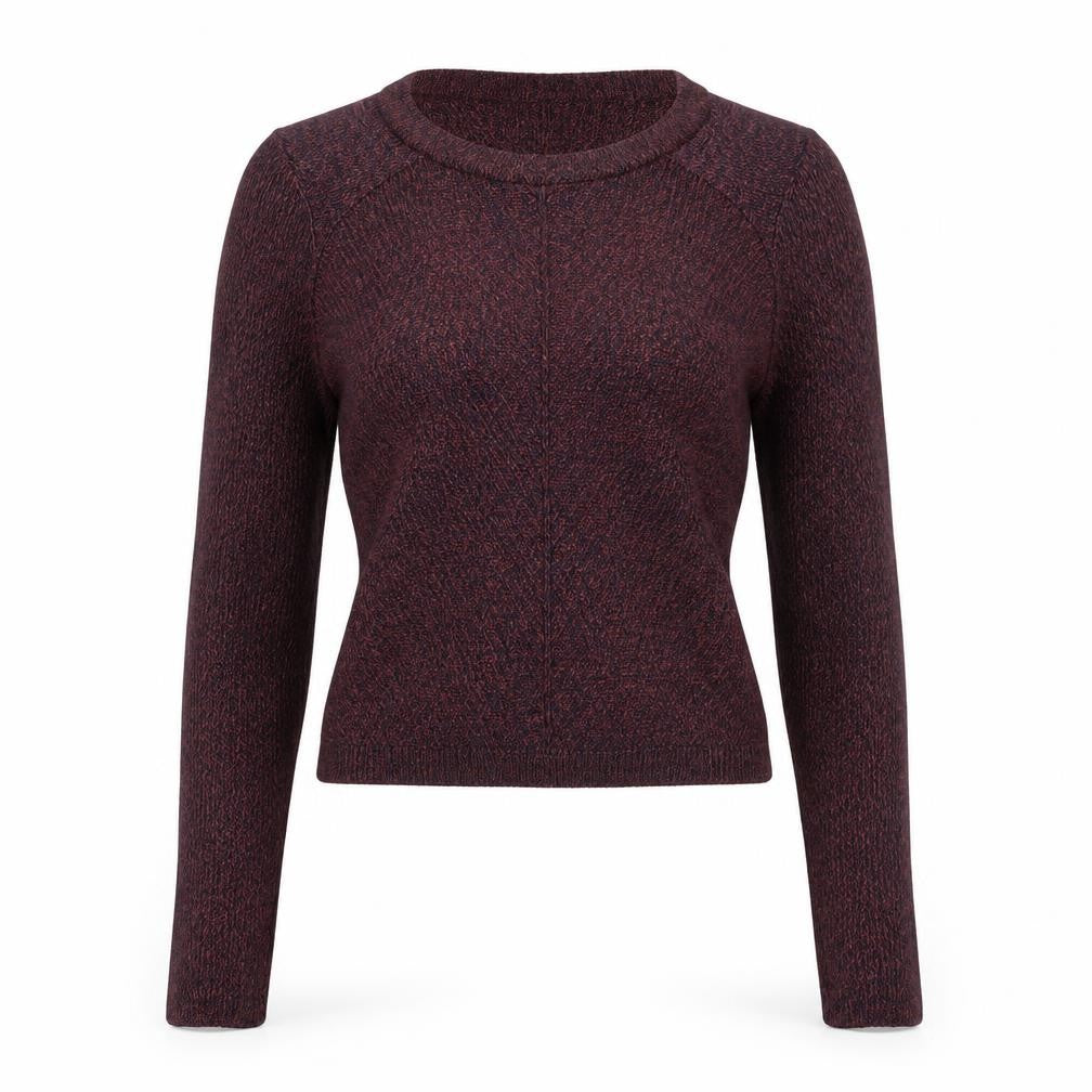 Front view of Topshop women’s multicoloured knit long sleeve cropped blouse, size UK 8