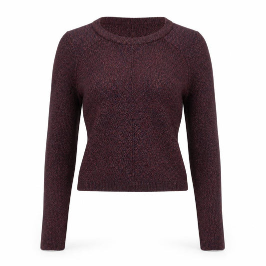 Front view of Topshop women’s multicoloured knit long sleeve cropped blouse, size UK 8