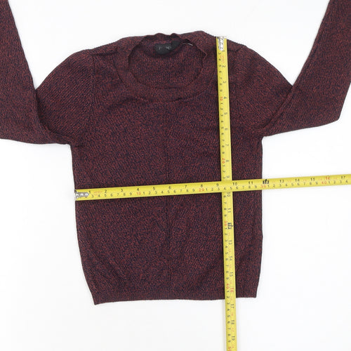Topshop Womens Multicoloured Knit Long Sleeve Cropped Blouse Size 8