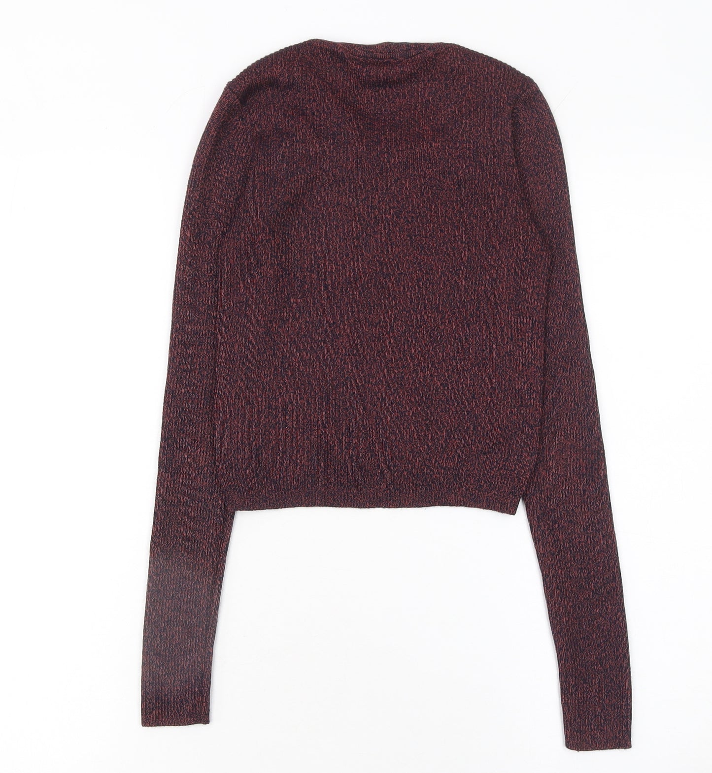 Topshop Womens Multicoloured Knit Long Sleeve Cropped Blouse Size 8