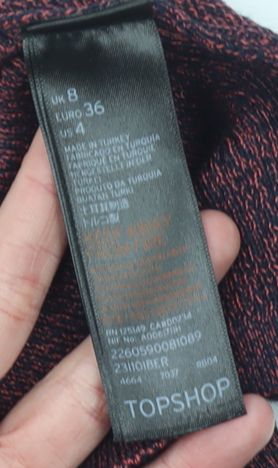 Topshop Womens Multicoloured Knit Long Sleeve Cropped Blouse Size 8