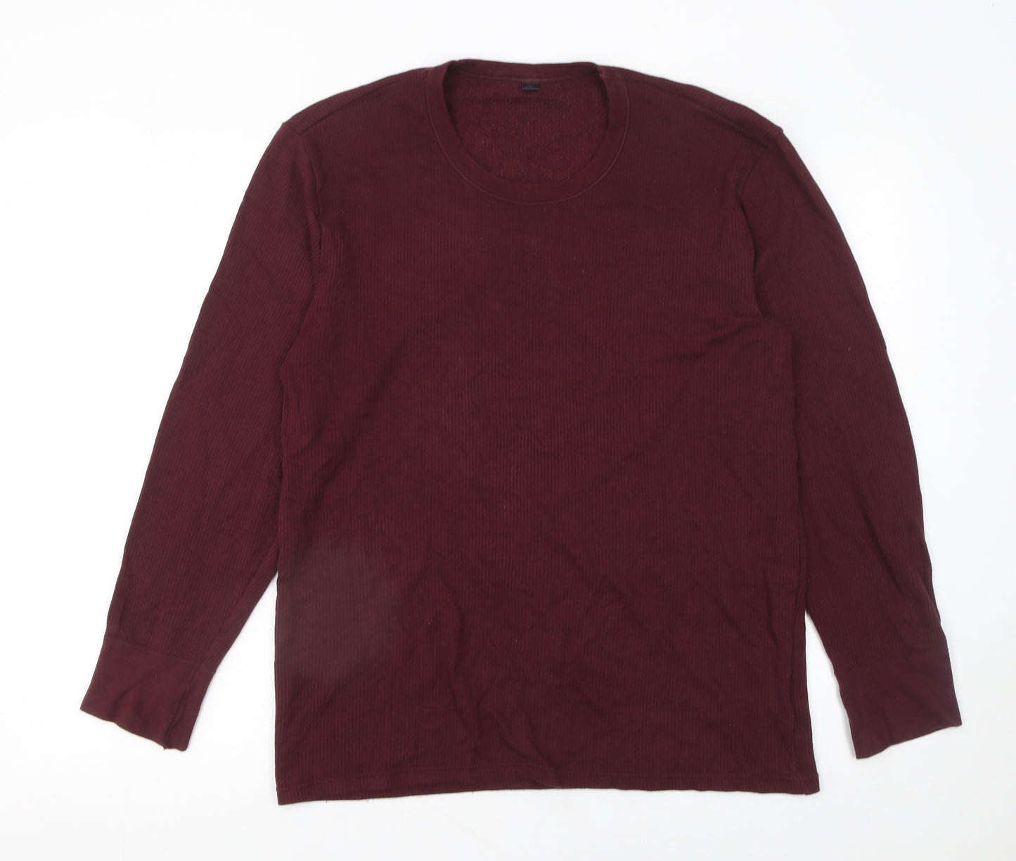 Marks and Spencer Men’s Red Long Sleeve Crew Neck T-Shirt Medium