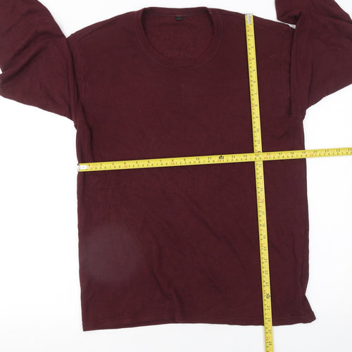 Marks and Spencer Men’s Red Long Sleeve Crew Neck T-Shirt Medium
