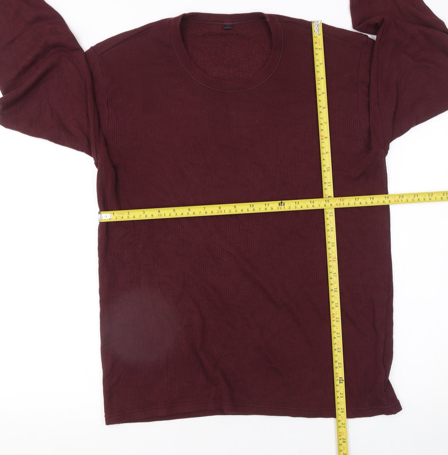 Marks and Spencer Men’s Red Long Sleeve Crew Neck T-Shirt Medium