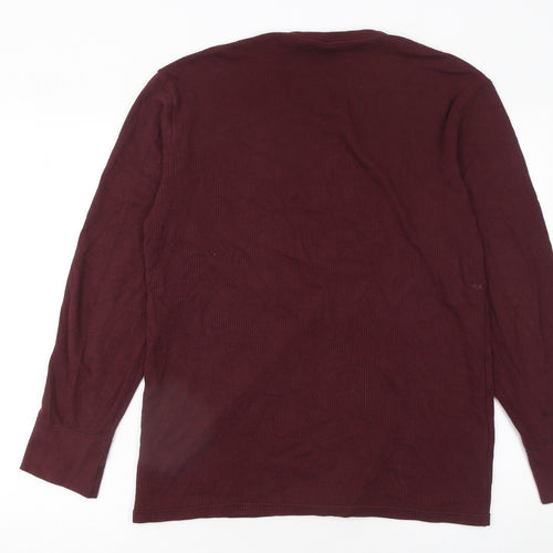 Marks and Spencer Men’s Red Long Sleeve Crew Neck T-Shirt Medium