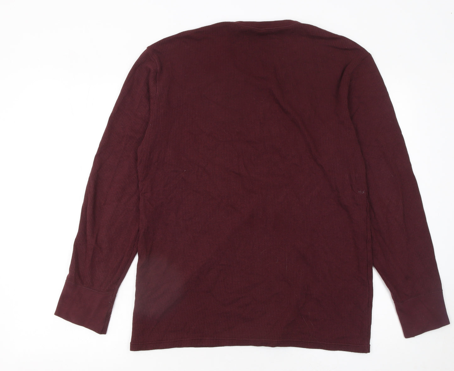 Marks and Spencer Men’s Red Long Sleeve Crew Neck T-Shirt Medium