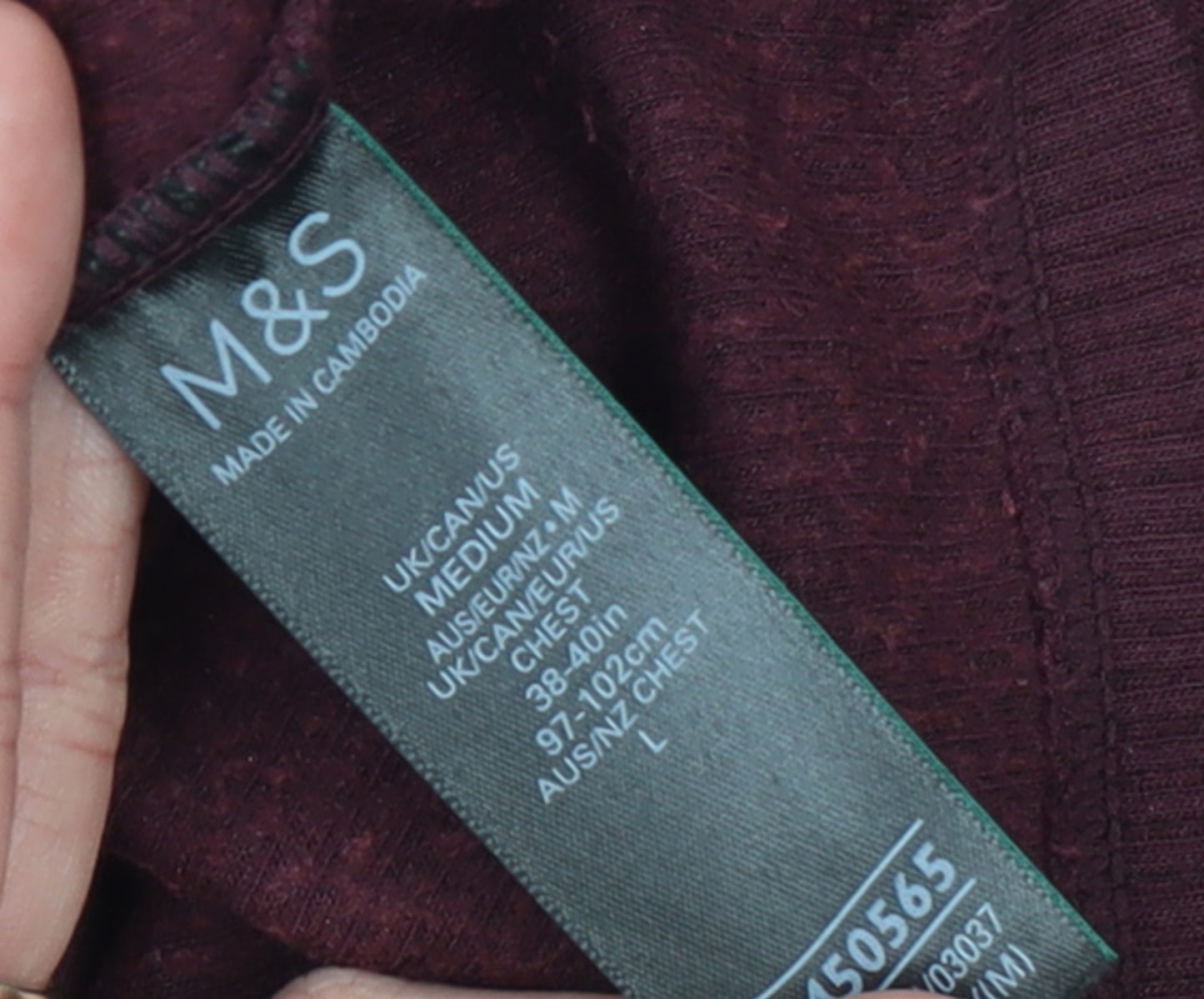 Marks and Spencer Men’s Red Long Sleeve Crew Neck T-Shirt Medium