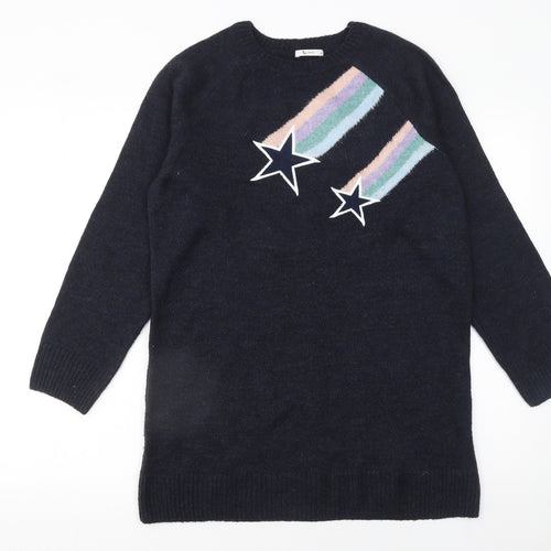 Tu Women's Navy Star Pattern Pullover Jumper Size 14 Acrylic Blend