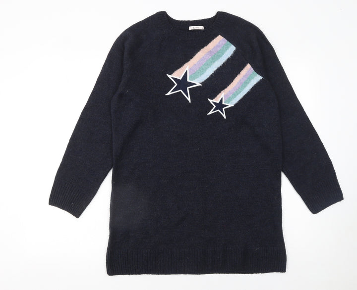Tu Women's Navy Star Pattern Pullover Jumper Size 14 Acrylic Blend