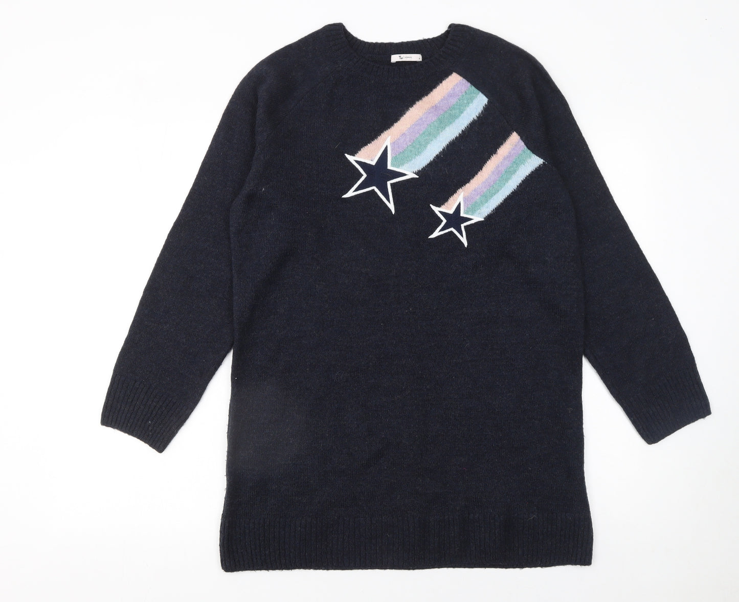 Tu Women's Navy Star Pattern Pullover Jumper Size 14 Acrylic Blend