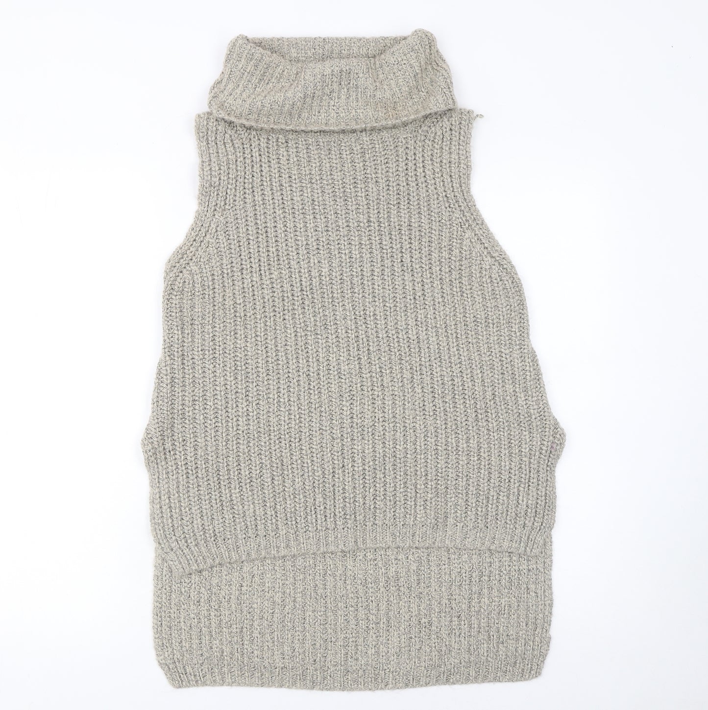 Seduce Women Beige Sleeveless Roll Neck Chunky Knit Vest Jumper Size 12
