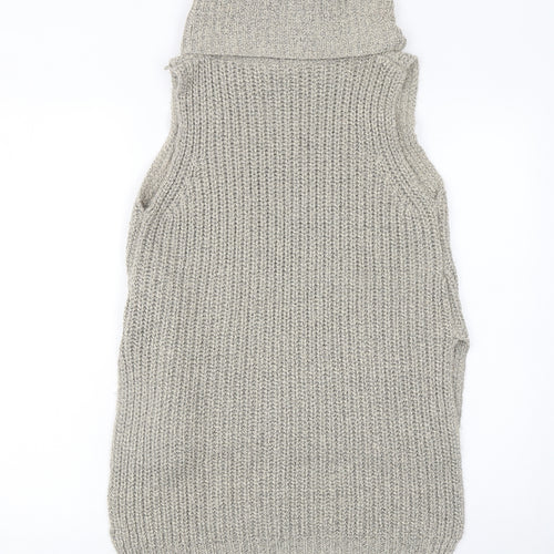 Seduce Women Beige Sleeveless Roll Neck Chunky Knit Vest Jumper Size 12