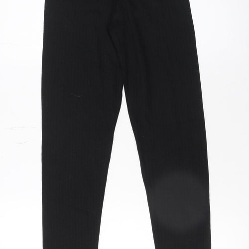 Marks and Spencer Womens Black Size 6 Ribbed Cotton Leggings