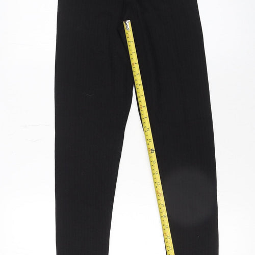 Marks and Spencer Womens Black Size 6 Ribbed Cotton Leggings