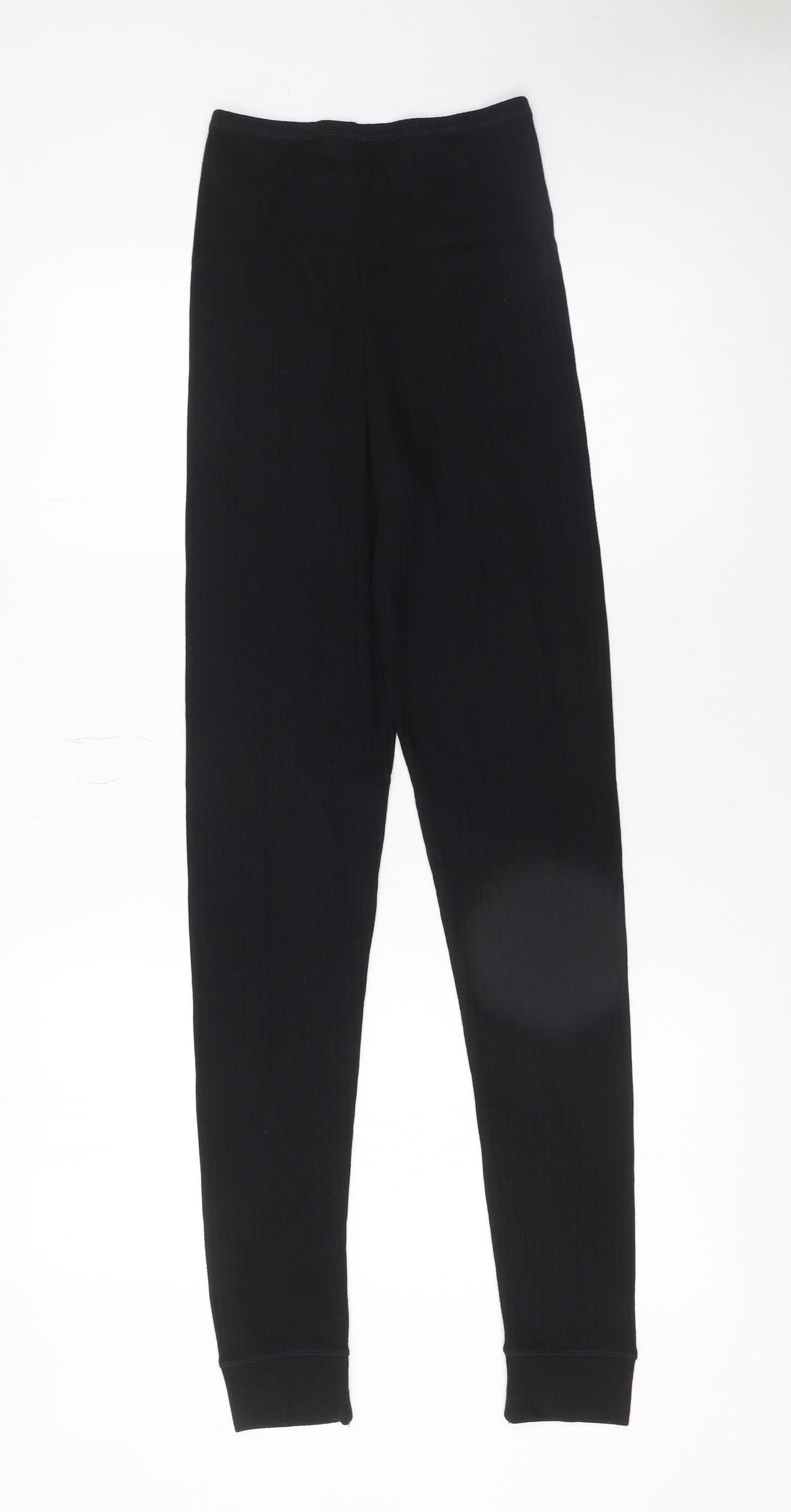 Marks and Spencer Womens Black Size 6 Ribbed Cotton Leggings