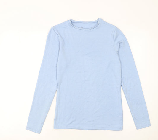 Marks and Spencer Women Blue Long Sleeve Basic Crew Neck T-Shirt Size 14