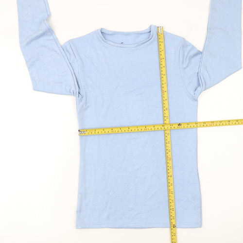 Marks and Spencer Women Blue Long Sleeve Basic Crew Neck T-Shirt Size 14