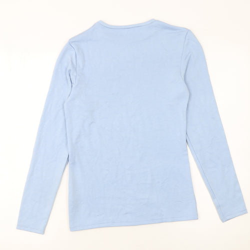 Marks and Spencer Women Blue Long Sleeve Basic Crew Neck T-Shirt Size 14
