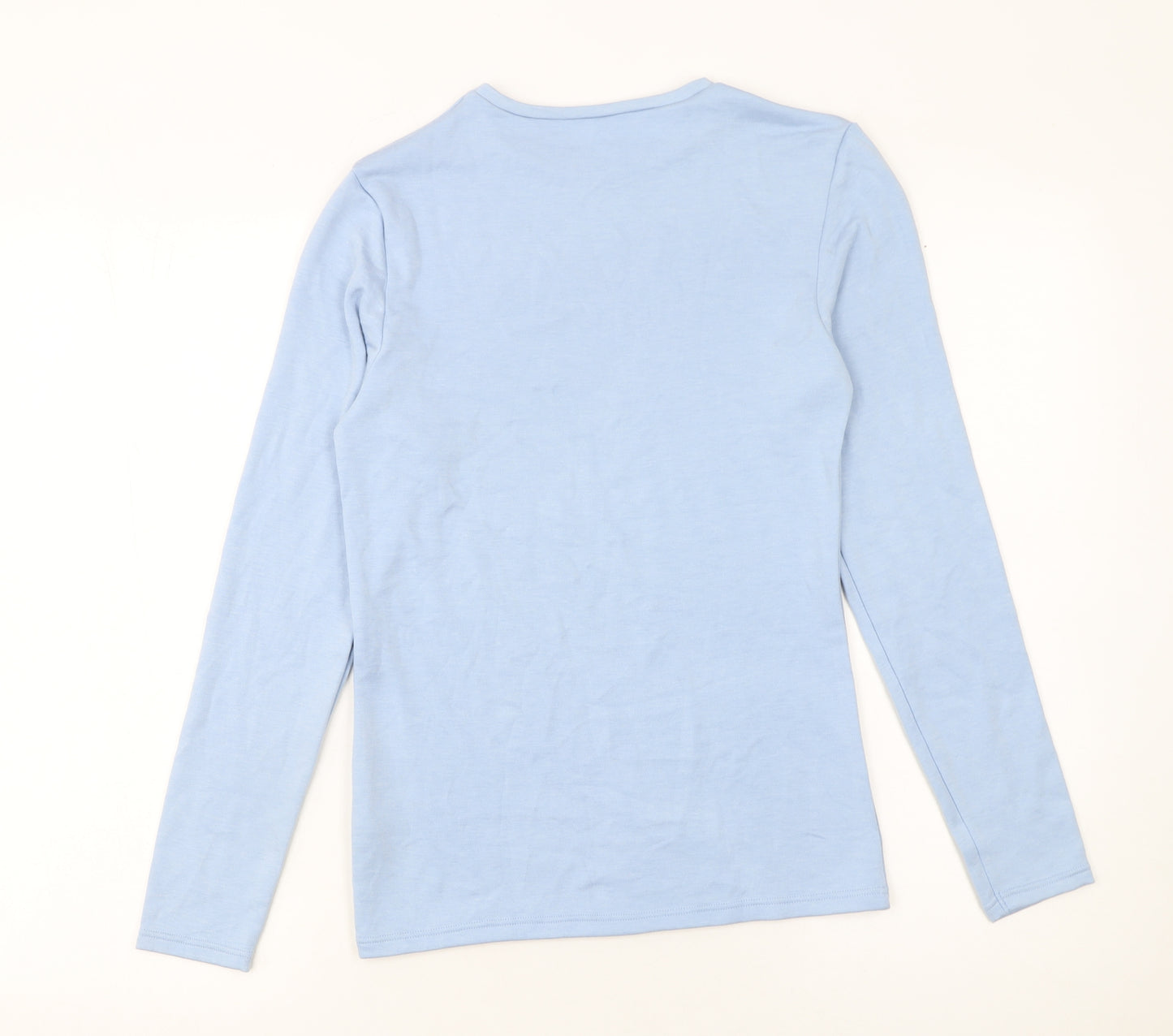 Marks and Spencer Women Blue Long Sleeve Basic Crew Neck T-Shirt Size 14