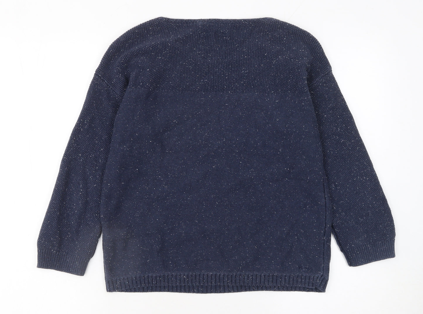 Fat Face Women's Blue Cotton V-Neck Knit Jumper Size 8